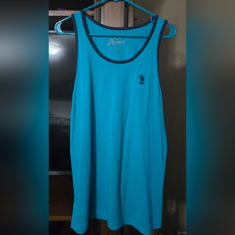 Disney Park Tank top for men with Mickey on front where pocket goes.